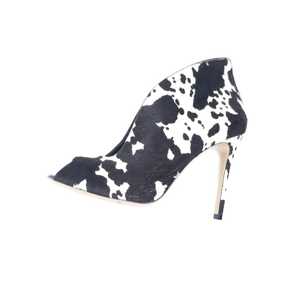 Gianvito Rossi Vamp Cowhide Haircalf Peep Toe Booties Heels EU 38.5 US 8-8.5 - Picture 6 of 12